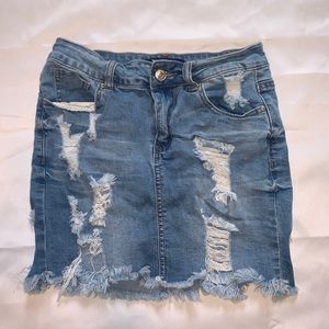 Ripped jean skirt